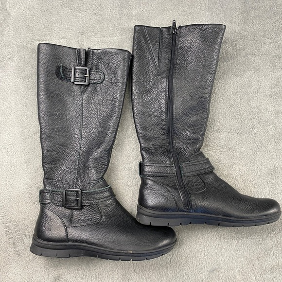 b.o.c. Shoes - b.o.c. Tall Riding Boots Womens 6.5 Black Leather Z58503 Buckle Zip Equestrian